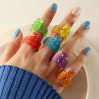 OMSS ตลกดี บุคลิกภาพ สีลูกกวาด หมี สาวๆ หอมหวาน แหวนเรซิ่น เครื่องประดับแฟชั่น แหวนนิ้วผู้หญิง แหวนสไตล์เกาหลี