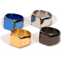 Cross-border titanium steel jewelry square male personality ring in Europe and the contracted light body smooth titanium steel ring