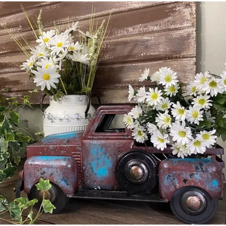 home-office-decor-figurine-vintage-truck-inspired-figurine-resin-flower-pot-decoration-artificial-succulent-decoration-retro-desk-ornament