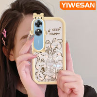 YIWESAN เคสสำหรับ A17 OPPO เคส A17K ลายการ์ตูนกระต่ายน่ารักเคสมือถือโปร่งใสกันกระแทกใหม่ซิลิโคนสัตว์ประหลาดน้อยน่ารักที่สร้างสรรค์เลนส์กล้องถ่ายรูปเคสป้องกันแบบใส