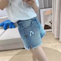 2022 summer ADER ERROR high waist denim shorts womens high quality hot pants A-line embroidery loose slit five-point pants