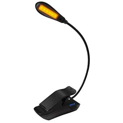 Rechargeable Amber Book Light - Reading Lights for Books in Bed with 7 LED &amp; 3 Brightness, Blue Light Blocking LED Light