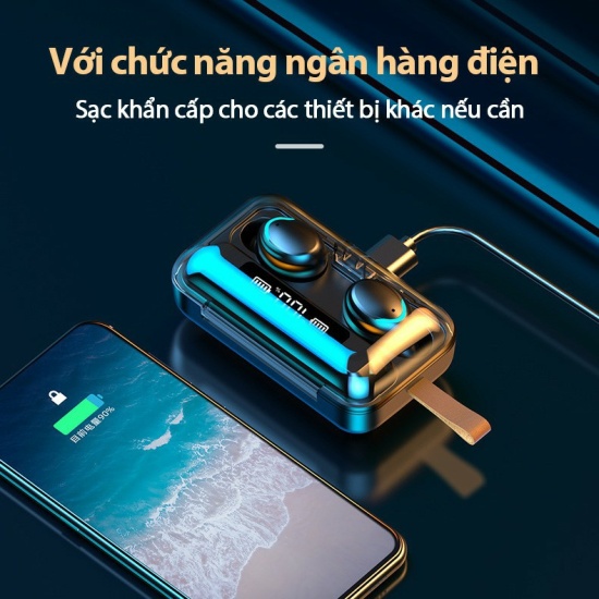 Tai nghe bluetooth f95 bản pro cao cấp hỗ trợ mọi dòng máy. micro 2 bên - ảnh sản phẩm 2