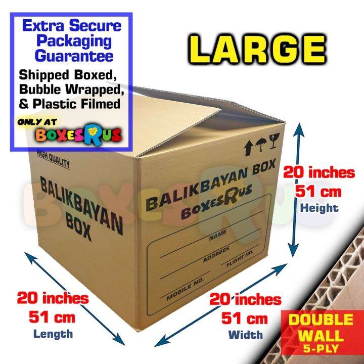 Balikbayan Box Large 20x20x20 Inches Heavy Duty Double Wall By Boxes R ...