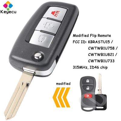 KEYECU กุญแจรถยนต์รีโมทพลิกดัดแปลงพร้อมชิป ID46 315Mhz-FOB สำหรับ Nissan สำหรับ Infiniti FX35 FX45 FCC ID: KBRASTU15 CWTWB1U733