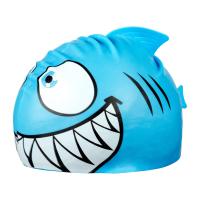 【CW】Swimming Cap Swim Hat Cartoon Fish Shark Silicone Waterproof Summer Pool Ear Protector for Girl Boy Baby Kids Children