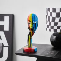 Modern Home Decor Graffiti Mask Figure  Statue Ornament Sculptures And Figurines Living Room Decor Office Desk Accessories Gift