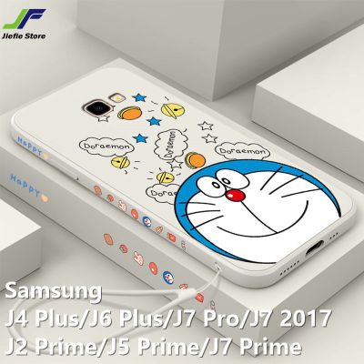 JieFie สำหรับ Samsung Galaxy J4 Plus / J6 Plus / J7 Prime / J7 Pro / J7 2017 / J2 Prime / J5 Prime น่ารักการ์ตูน Doraemon โทรศัพท์ซิลิโคนนุ่ม + Lanyard