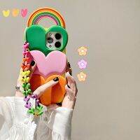 Colorful Rainbow Heart Love Silicone Phone Case for IPhone 12pro Max Apple 13