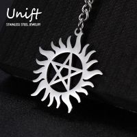 Unift Vintage Pentacle Charms พวงกุญแจสแตนเลส Star Dean Key Ring Key Chain Pentagram Pagan Wiccan เครื่องประดับผู้หญิงผู้ชาย