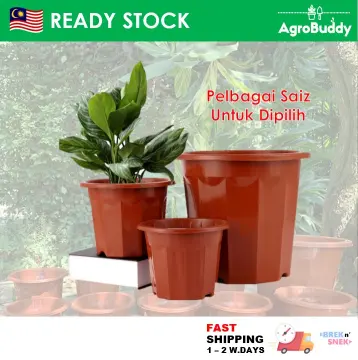 READY STOCK PASU BUNGA PLASTIK COKLAT MURAH,FLOWER POT CHEAP .