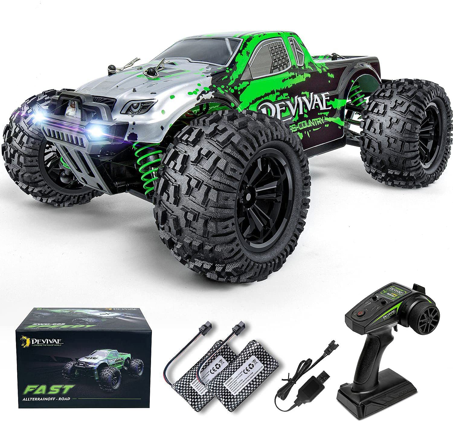 2.4Ghz 4WD Radio Controlled Truck Electric Car Toy Gifts for Kids Adults 1/18 Scale 50km/h High Speed Remote Control Racing Cars Showez Off Road RC Car 