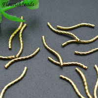 Wholesale 100pc Real Gold Plating 20mm Length Curved Tube Spacer Loose Beads Jewelry Findings