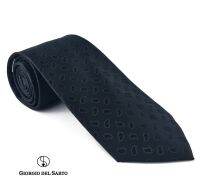 Giorgio Del Sarto Necktie 8.5 cm Black with Fabric Texture เนคไทสีดำมีเท็กเจอร์"