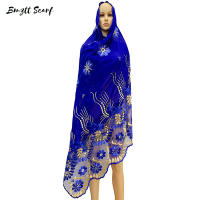 Muslim New Fashion Wrap Scarf shawl High Quality Embroidered With Diamond Mesh Scarf 200*100cm African Women Scarves BF-247