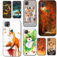 Cute Case For ZTE Blade 20 Smart V2020 Vita Case Back Phone Cover Protective Soft Silicone Black Tpu Fox autumn leaves