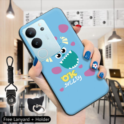 GGK เคสสำหรับ Vivo V29 5G Y78 Y78 5G + สายคล้องแหวนใส่นิ้ว5G กันกระแทก TPU Softcase Monsters University เคส Monsters Inc Mike Wazowski เคสครอบโทรศัพท์ซิลิโคนนิ่มน่ารัก Sulley