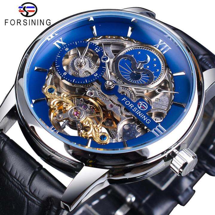 Original Forsining automatic watch genuine gold dual time zone mechanical automatic watch moon