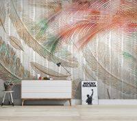 ☍◈卐 Custom wallpaper Vintage feather line background wall painting