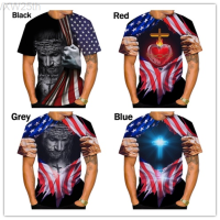 2023 NEW New Mens Summer Fashion 3d Jesus Print Round Neck Casual T-shirt fashion