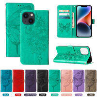 iPhone 14 Case, WindCase Butterfly PU Leather Flip Wallet Card Slots with Hand Strap, Stand Cover for iPhone 14