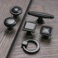 Round Drawer Handle Knobs Single-hole Cabinet Pull Cupboard With Screw Wardrobe Furniture Hardware Variety Black Series