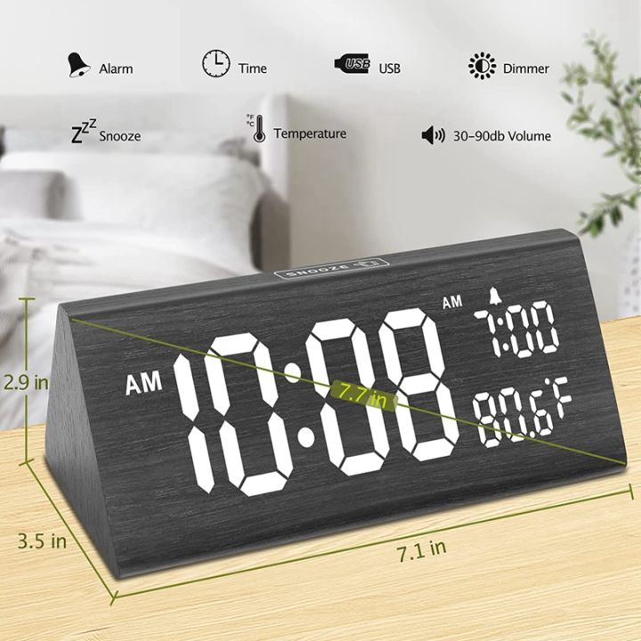 wooden-digital-alarm-clock-with-2-usb-ports-temperature-0-100-brightness-dimmer-adjustable-alarm-volume