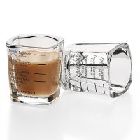 2pcs/lot 2oz Square Expresso Shot Glasses Thickened Wall Ounce Cup 60ml Measuring Scales Coffee Cup