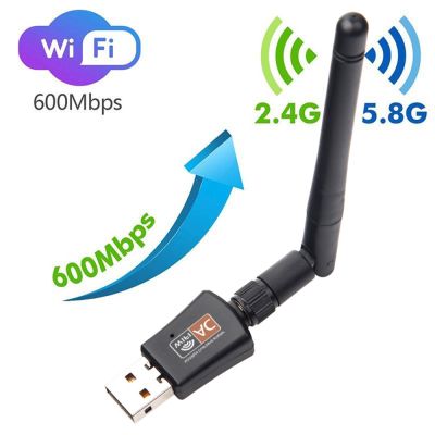 【YF】 New USB 600Mbps Band AC600 2.4GHz 5GHz WiFi with Antenna Computer Network Card Receiver 802.11b/n/g/ac