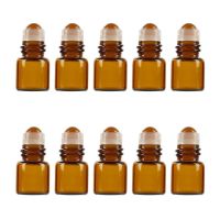 [ELEGANT HOT] 10Pcs 1Ml Amber Glass Roll On Bottle Sample Test Essential Oil Vials With Roller Refillable Bottle Travel Cosmetic Container