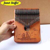 21 Keys Bull Kalimba เปียโนนิ้วหัวแม่มือแบบพกพาอัพเกรด Handguard ไม้กลับการออกเสียงหลุมแป้นพิมพ์เครื่องดนตรีที่มีสติกเกอร์