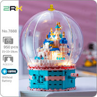 ZRK 7888 Architecture Rotate Castle Palace Crystal Ball LED Light 3D Mini Diamond Blocks Bricks Building Toy for Children no Box