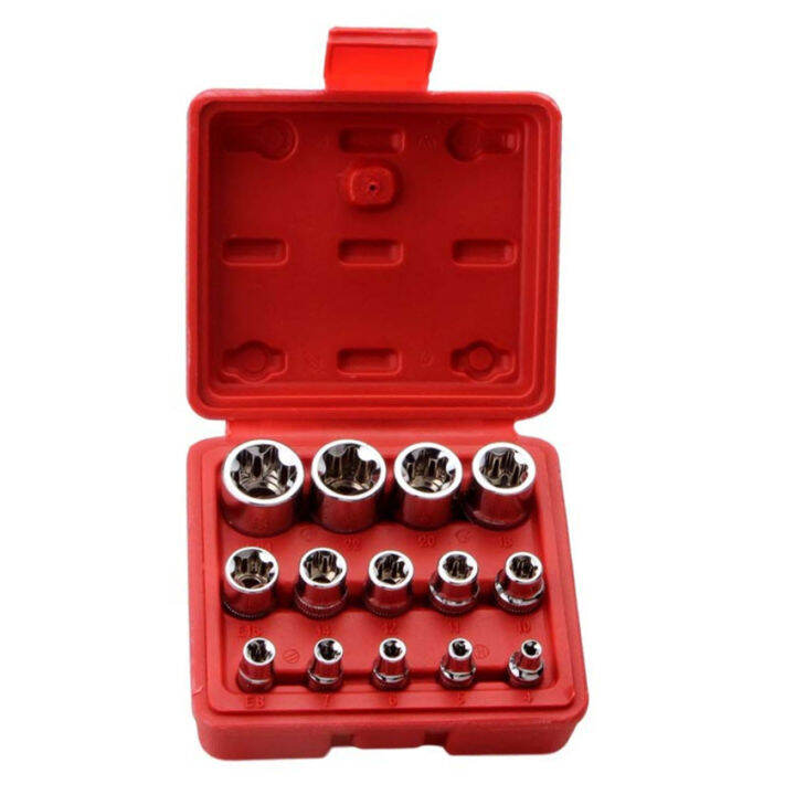 14 Pieces Female ETorx Star Socket Set ,1/4" 3/8" 1/2" Drive Inverted