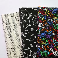 【YF】 100cmx110cm Music Note Print Cotton Diy Material Fabric Poplin