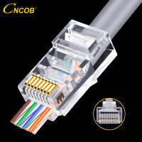 CNCOB ปลั๊ก Cat5e Perforated Network Cable ขั้วต่อ Rj45ตัวเชื่อมต่อเครือข่ายผ่านรู8P 8-Core 100Pcs