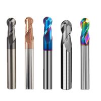 Ball Nose End Mill เครื่องตัดทังสเตนคาร์ไบด์ CNC Router Bit Milling Tool R0.5 R1.0 R2.0 R3.0 R4.0 R5.0 R6.0 HRC45 55 65 2 ขลุ่ย