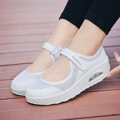 Summer Women Flat Platform Shoes Woman Casual Mesh Breathable Slip On Fabric Sneakers Shoes For Women Female Mary Jane Shoe.