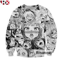 2023 newhx 3dprint 2021ใหม่ล่าสุด ahegao hentai Expression Anime Girl Skin แขนยาว TEE