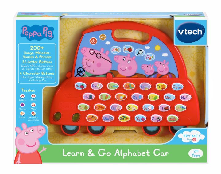 นำเข้า-กระดานสอนภาษาและการออกเสียง-เปป้าพิก-vtech-peppa-pig-learn-and-go-alphabet-car-learning-toy-with-handle-ราคา-1290-บาท