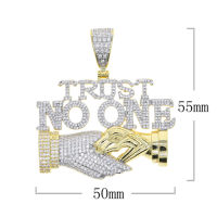 Trust No One Pendant For Men Micro Pave 5A Cubic Zirconia Ice Out Hip Hop Male Jewelry Necklace Top Quality