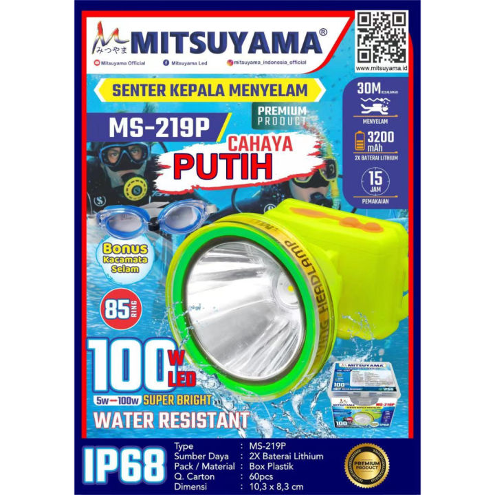 ฟรี-100watt-ไฟฉายหัวดําน้ํา-ms-219p-แว่นตาดําน้ํา-สว่างมาก-led-หัวไฟฉาย-สามารถสําหรับฟรีดําน้ําด้วยแว่นตาดําน้ําที่ถูกที่สุด