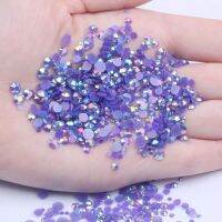 Rhinestones เรซิ่น2-6มม. สีม่วง AB 5001000pcs รอบ flatback Non hotfix เพชร appliques สำหรับผ้าชุดแต่งงาน