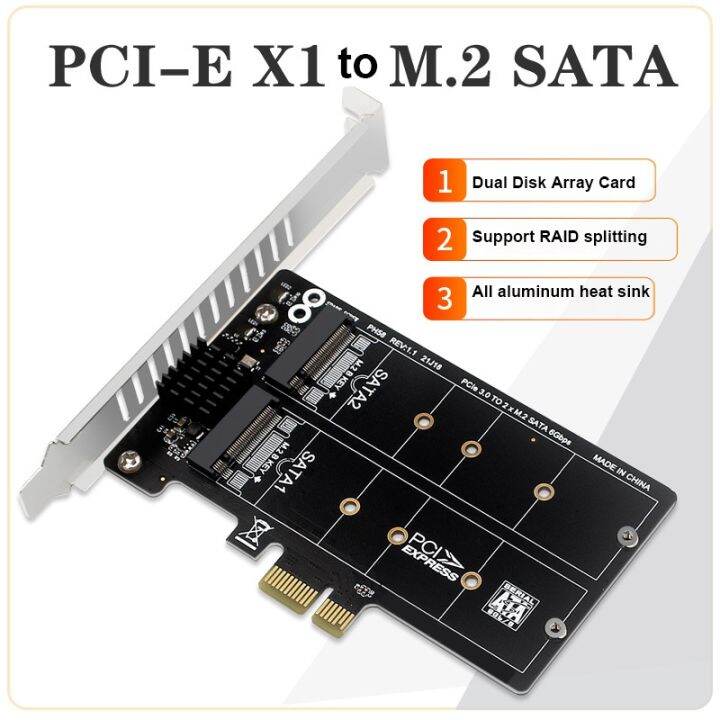 M.2 SATA to PCIE Adapter Card Dual-Disk Array Card RAID Expansion Card ...