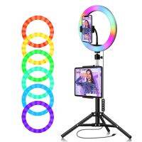 Music RGB 10Inch Ring Light with Tripod and Bluetooth Control Remote for Video Patty Live Streaming