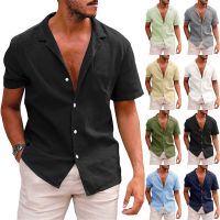 【CC】卐  2023 new Cotton Hot Sale Mens Short-Sleeved Shirts Color Turn-down collar Beach Size