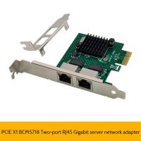 BCM5718 Gigabit Server Network Card PCI Express X1 Dual Port Network Adapter Card Compatible with WOL PXE VLAN