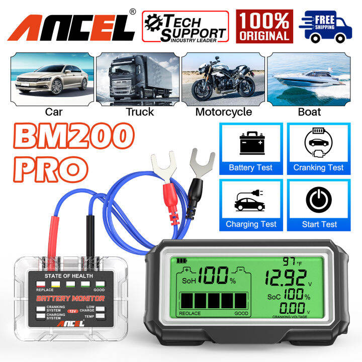 ANCEL BM200 PRO Car & Motor Battery Tester Waterproof 12V LED Digital