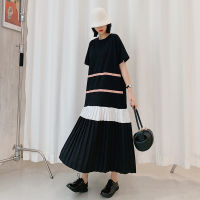 NYFS Korean New Cotton Summer Dress Round Collar Short Sleeve Woman Dress Vestidos Robe Elbise Fashion Simple Long Dresses