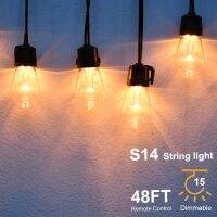 Dimmable String ไฟ48FT 15หลอดไฟกลางแจ้ง Garlands LED String Light IP65 2700K Warm Patio ไฟสำหรับคริสต์มาส Garden Partry