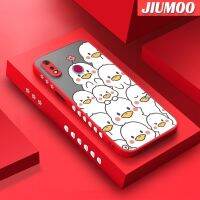 เคส JIUMOO สำหรับ Realme 3 3i 3 Pro,เคสลายการ์ตูนเป็ดน้อยสีเหลืองขนาดเล็กดีไซน์ใหม่ขอบสี่เหลี่ยมด้านข้างบางมีน้ำค้างแข็งโปร่งใสกันกระแทกเคสมือถือแข็งปลอกซิลิโคนคลุมทั้งหมดเคสนิ่มสำหรับปกป้องกล้อง